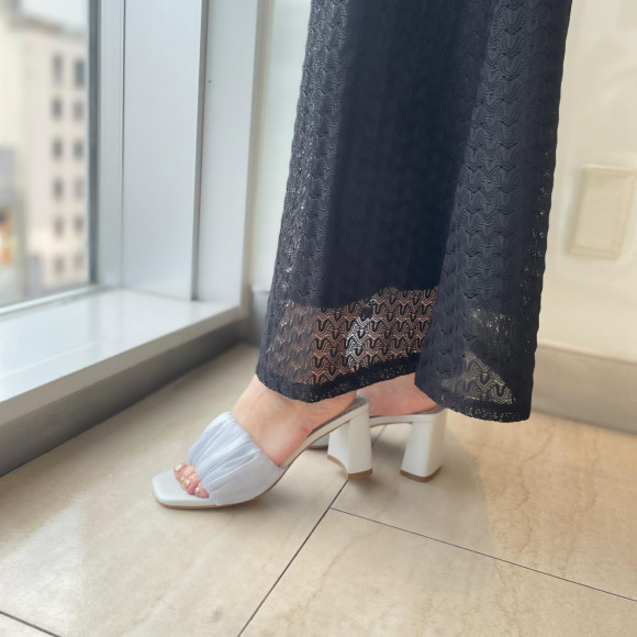 シフォンギャザーミュールサンダル