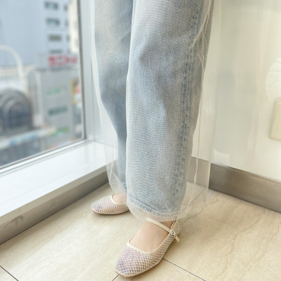 メッシュフラットシューズ