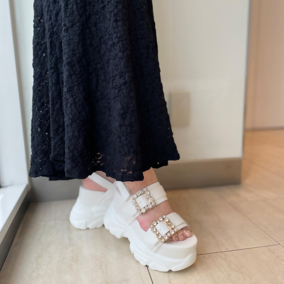 厚底ラバービジューサンダル♪