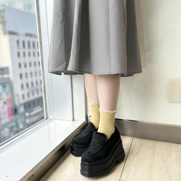 トリプルソールスエードタッチ厚底ローファー