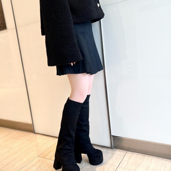 <The cover is removable!＞Thick bottom chunky heel cover boots