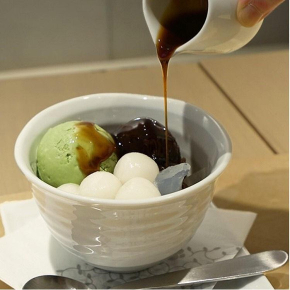 抹茶クリームあんみつ