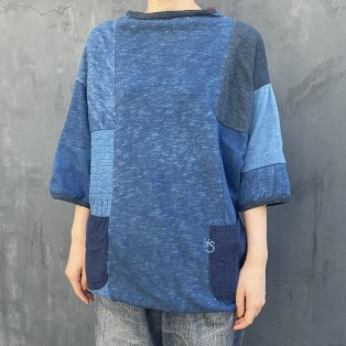 藍職人　908つぎはぎ馬Tシャツ