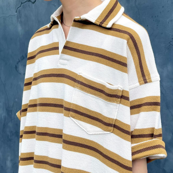 ハチの巣カノコ縞のシガーポロドレス