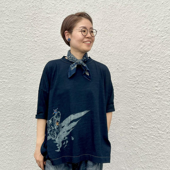 幌馬車プリントのビッグスリットTシャツ