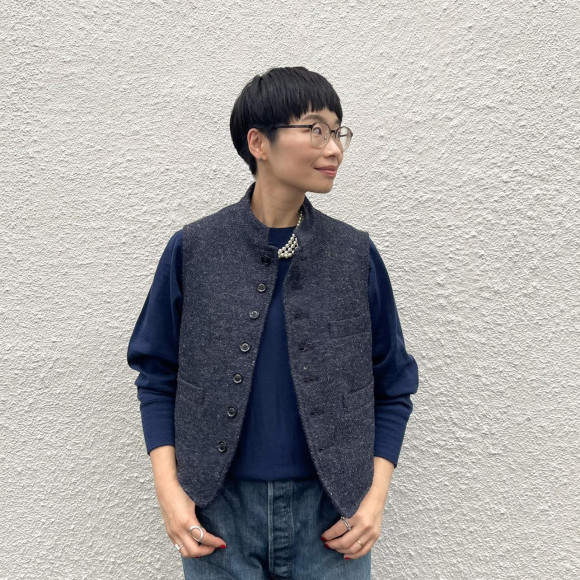 908 stand vest in British tweed