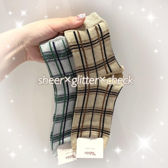 sheer×glitter×check