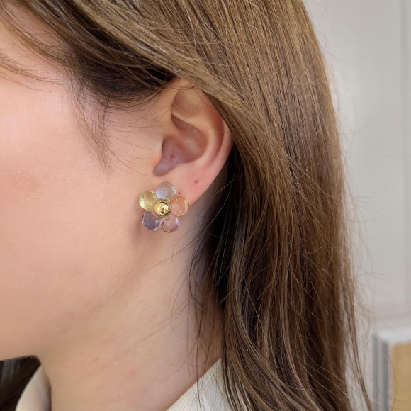 カラフル透明感たっぷりなフラワーデザインピアス ＊ 期間限定