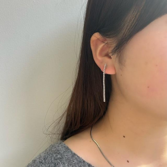 ロングビジュー ノンホールピアス/イヤリング