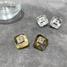 【金属アレルギー対応】スクエア ビジュー ピアス/Silverポスト