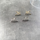 【金属アレルギー対応】クロスデザイン ミニストーン ピアス/silverポスト