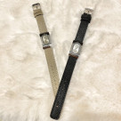 スクエアメタル　レザーウォッチ