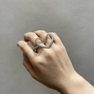 ハート ビジュー ダブルフィンガーリング