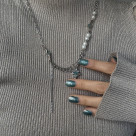 [Stainless steel] Stone chain motif necklace