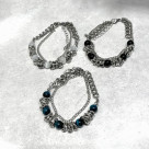 ストーン付2連チェーンブレスレット/ステンレス