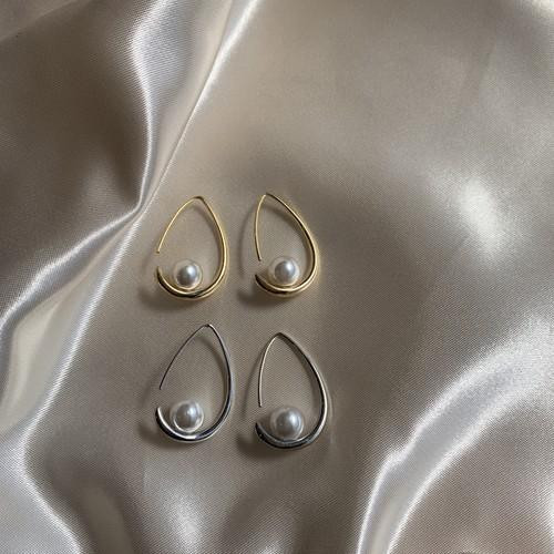 しずく フープ パール ピアス 