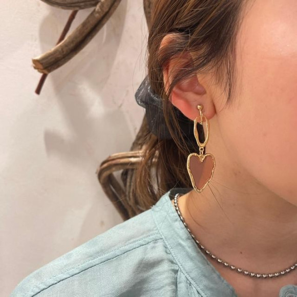 ロング ハート モチーフ イヤリング