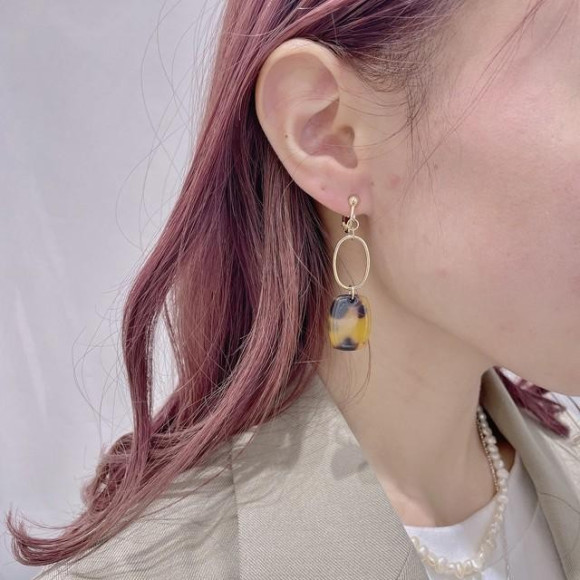マーブル プレート イヤリング 