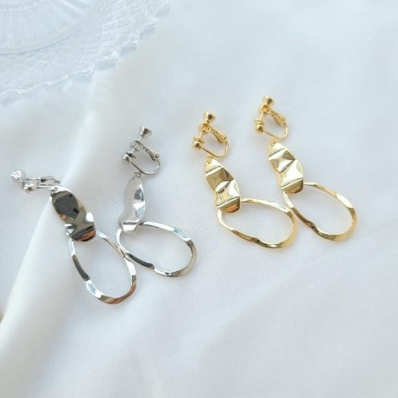 メタル ニュアンス フープ イヤリング