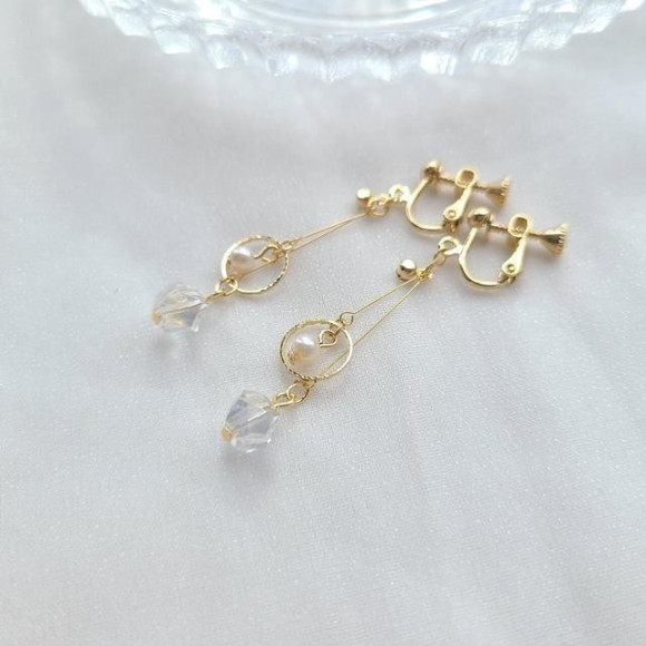 パール×ストーン スイング イヤリング