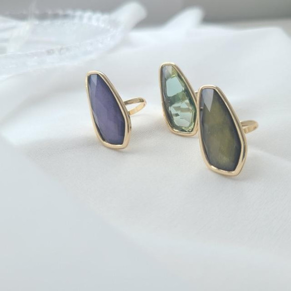 多角カット アクリル モチーフ リング