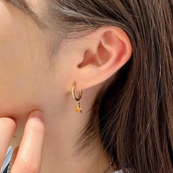 【金属アレルギー対応】スター フープ ピアス/サージカルステンレス