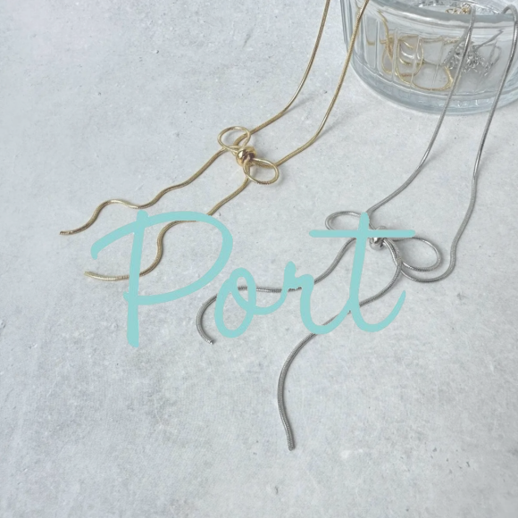 Port ／人気のトレンドデザイン♡スネークチェーンリボンネックレス