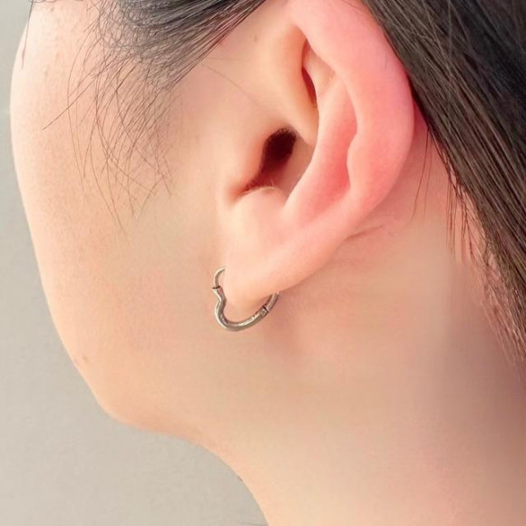 【金属アレルギー対応】ミニハート フープ ピアス/サージカルステンレス