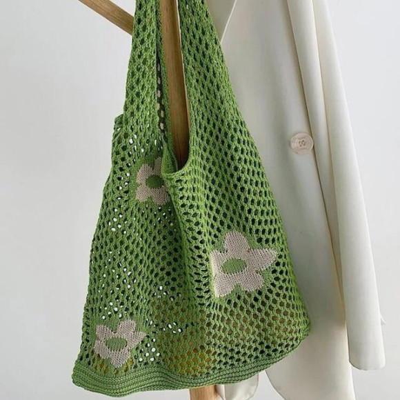 クロシェ編み フラワー トートバッグ