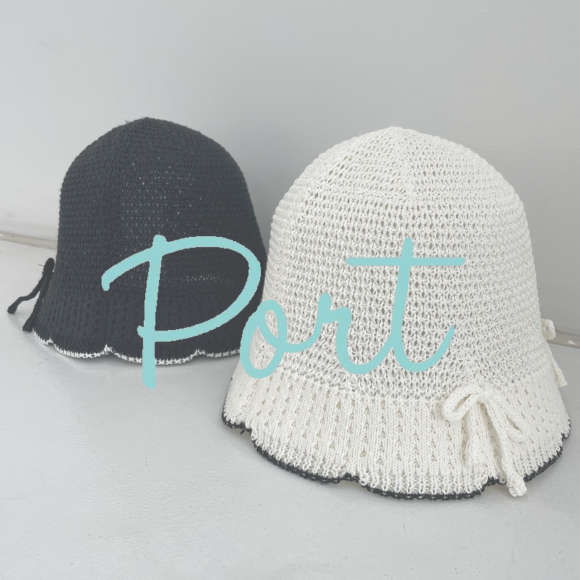 Port ／同色リボンがさりげなくて可愛い♪ペーパーバケットハット