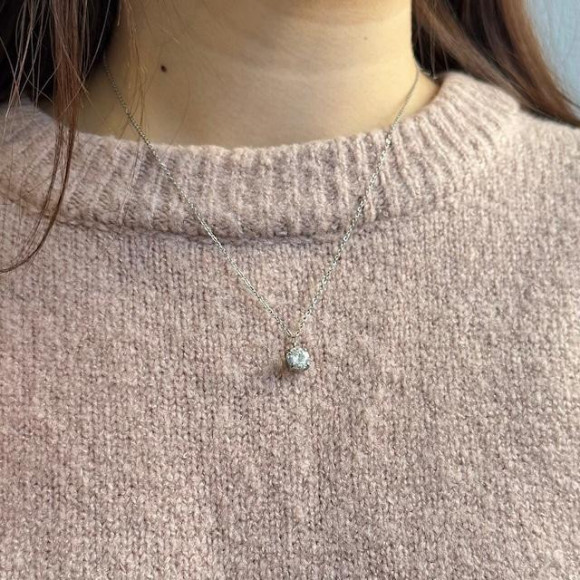 【金属アレルギー対応】シンプル ストーン ネックレス /サージカルステンレス