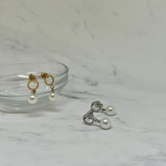 メタル サークル パール ピアス/サージカルステンレス