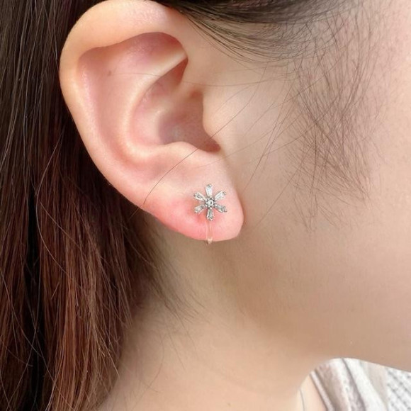 ミニ フラワー ビジュー ノンホールピアス/イヤリング