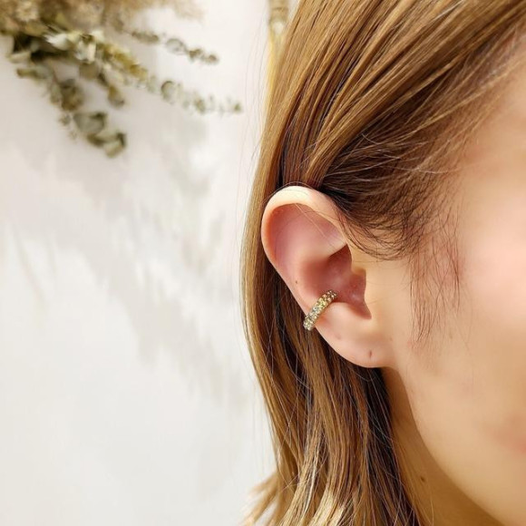 ダブル ライン ビジュー イヤーカフ