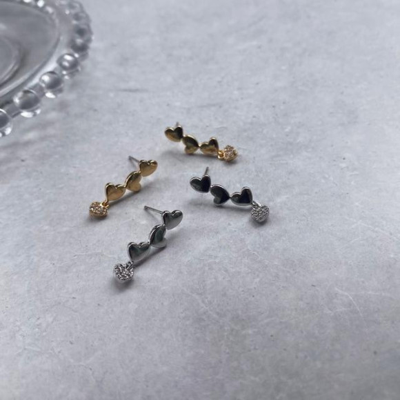 【金属アレルギー対応】メタルハート ロング ピアス/silverポスト