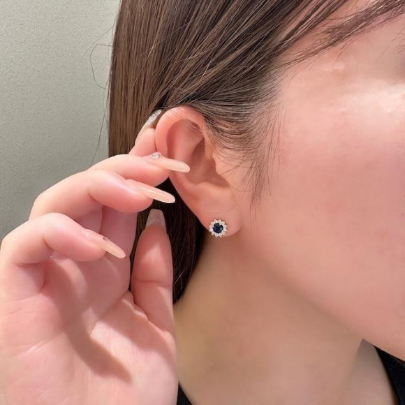 ブルー ストーン ミニ ピアス/silverポスト