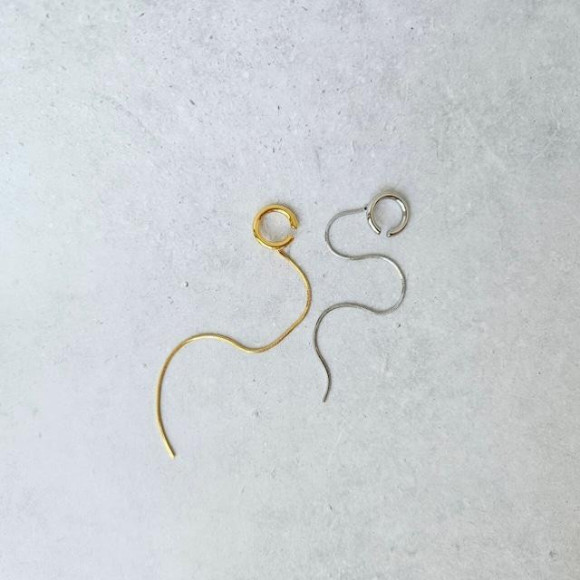 ロング ライン スネークチェーン イヤーカフ