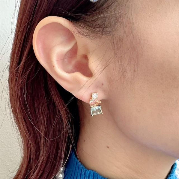 【金属アレルギー対応】ストーン モチーフ ピアス/silverポスト