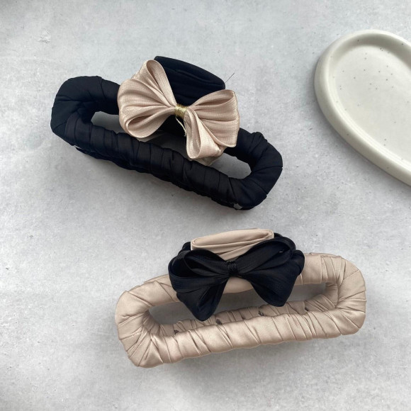 ツートーン リボン バンスクリップ