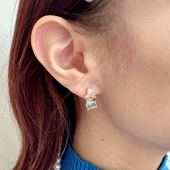 【金属アレルギー対応】ストーン モチーフ ピアス/silverポスト