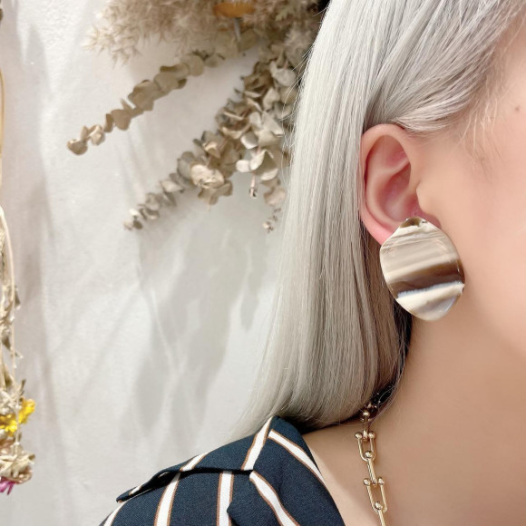 ニュアンス ストライプ アクリル イヤリング