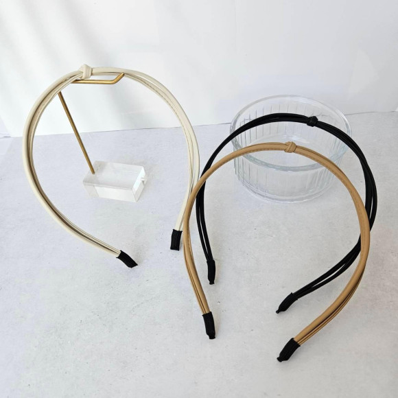 ダブルライン ノット レザー カチューシャ