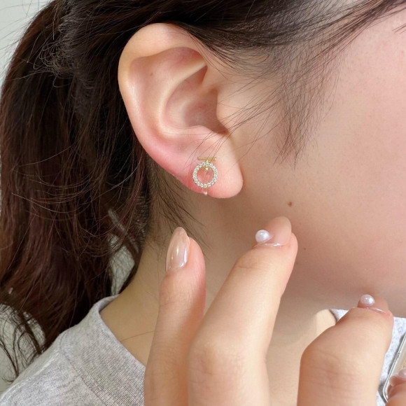 【金属アレルギー対応】ミニ メタル サークル ビジュー ノンホールピアス/イヤリング