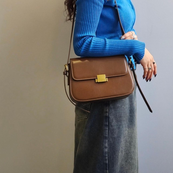 フラップ フェイクレザー 2way ショルダーバッグ/ハンドバッグ