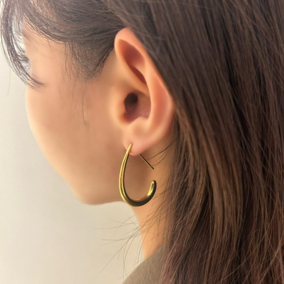 【金属アレルギー対応】しずく フープ ピアス/サージカルステンレス