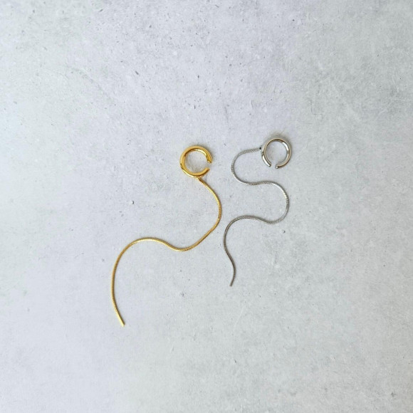 ロング ライン スネークチェーン イヤーカフ 