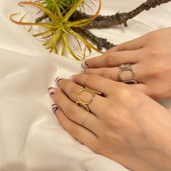 オーバル メタル リング　