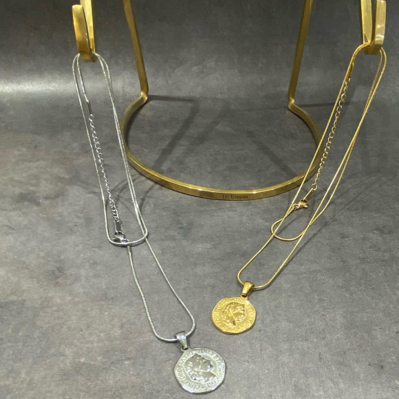 【金属アレルギー対応】メタル コイン ネックレス /サージカルステンレス