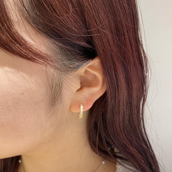 ビジュー ミニ フープ ノンホールピアス/イヤリング