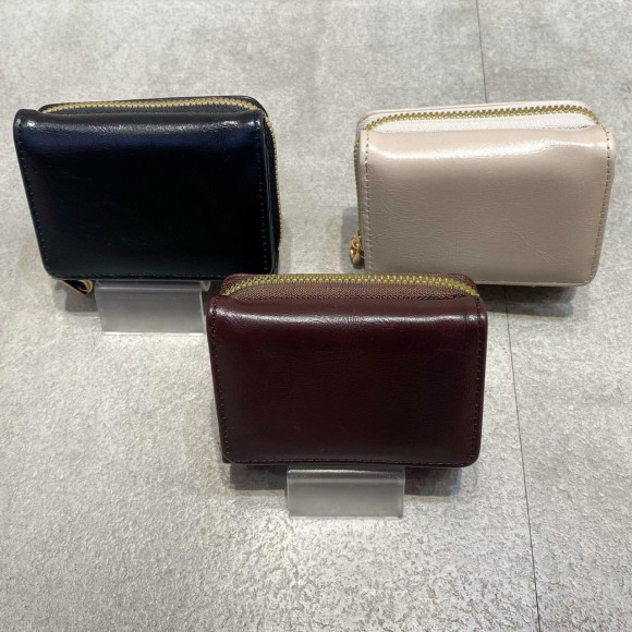 シンプル レザー ミニ ウォレット/二つ折り財布